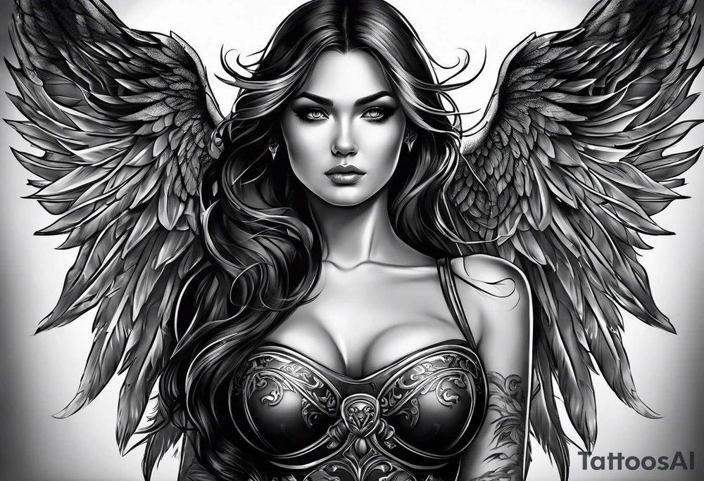 Female dark angel tattoo idea
