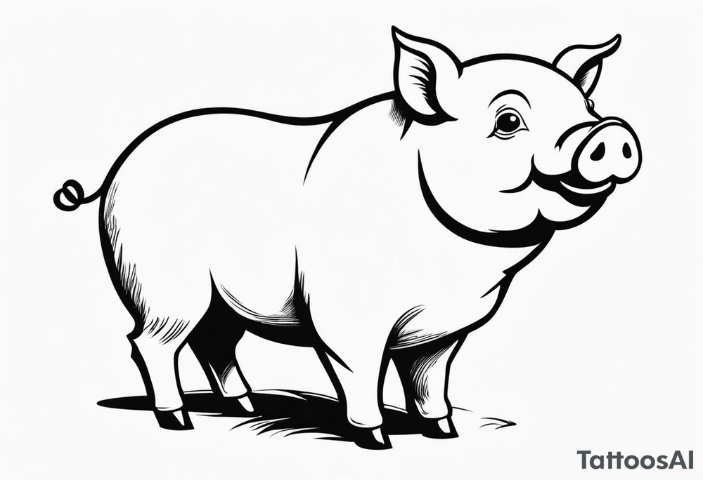 cute pig or piglet that contains text: "friends not food"
only very thin lines. no shading. black and white only tattoo idea