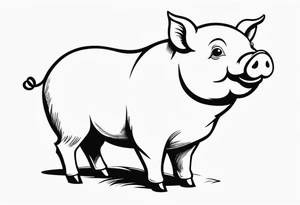cute pig or piglet that contains text: "friends not food" 

only very thin lines. no shading. black and white only tattoo idea