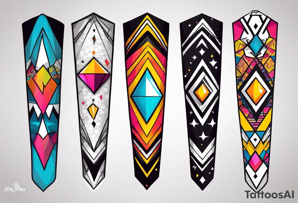 Sleeve on the forearm with a diamond in the middle for men tattoo idea