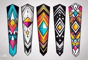Sleeve on the forearm with a diamond in the middle for men tattoo idea