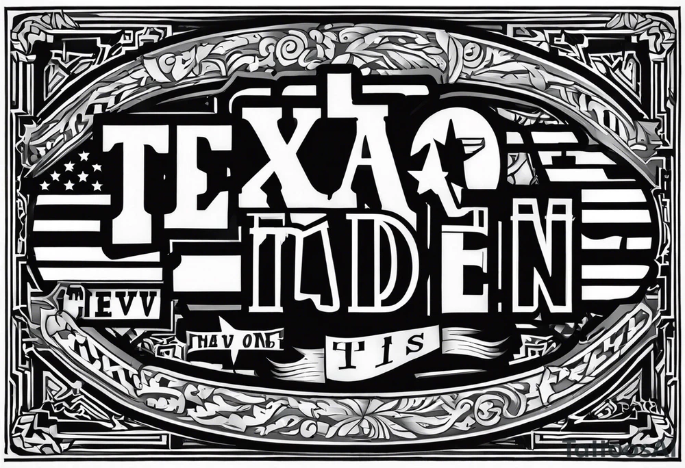 Texas Made in Tag letters tattoo idea