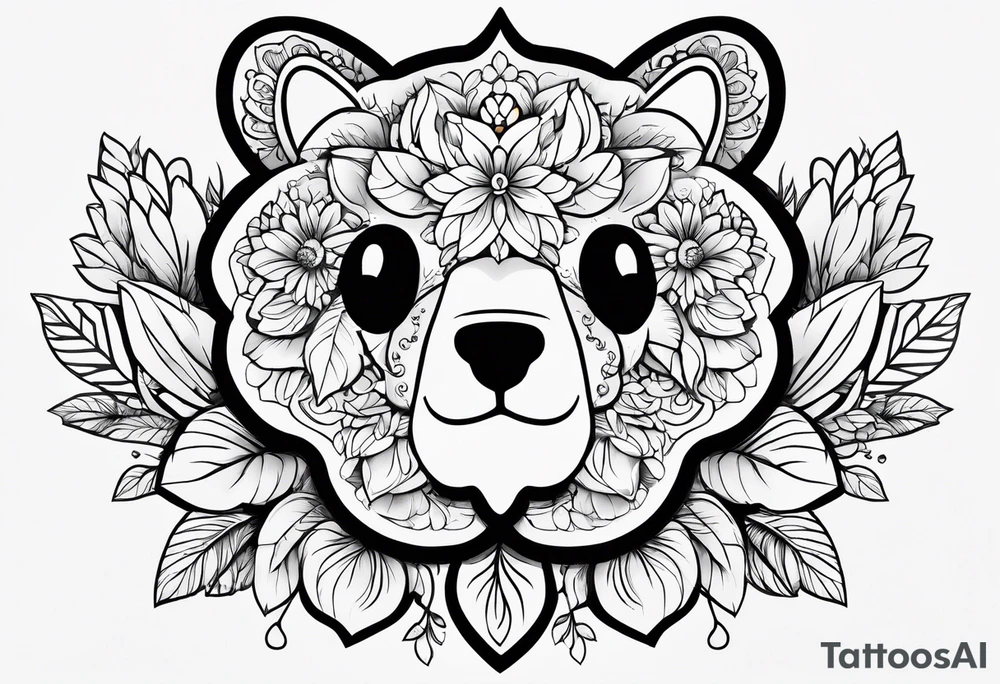 Paw print made of flowers tattoo idea