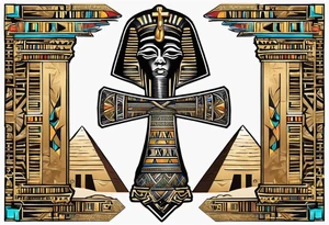 ankh symbol , ancient egyptian pyramids , black Egyptians tattoo idea
