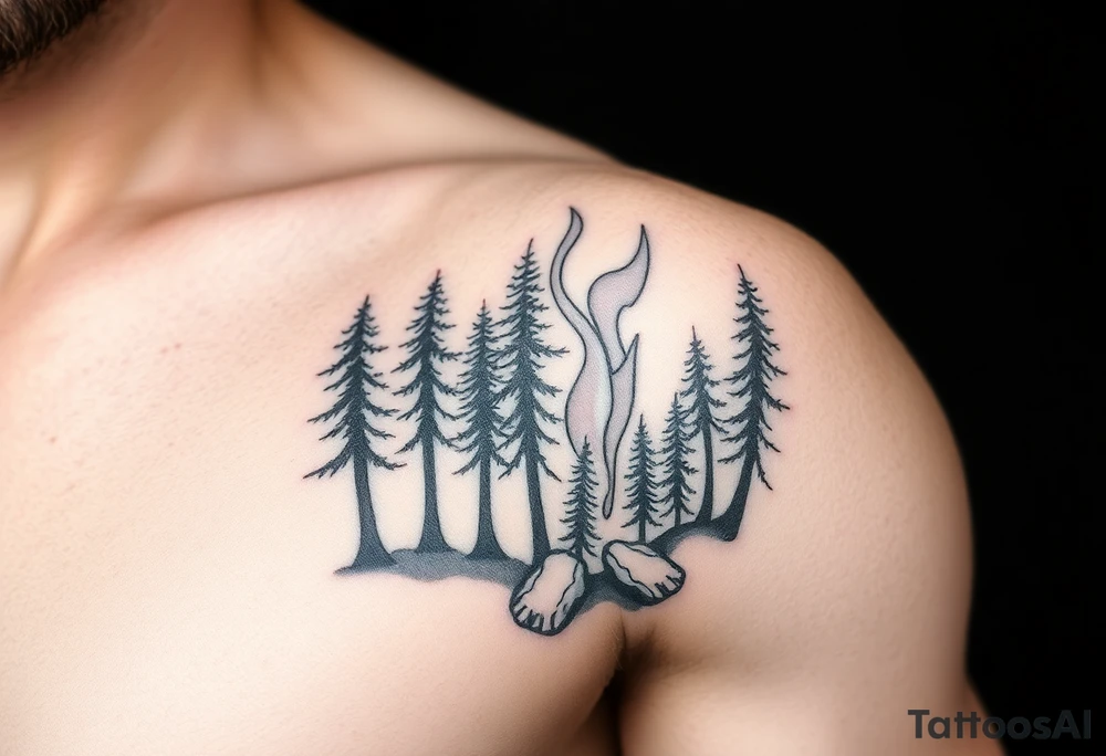 flame and woods tattoo idea