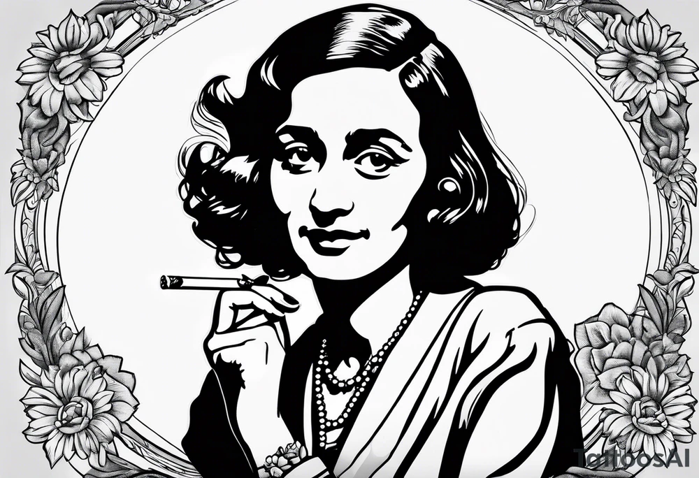 Anne Frank smoking cigarette tattoo idea