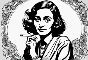 Anne Frank smoking cigarette tattoo idea