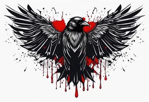 Black crows spreading wings and dripped in blood tattoo idea