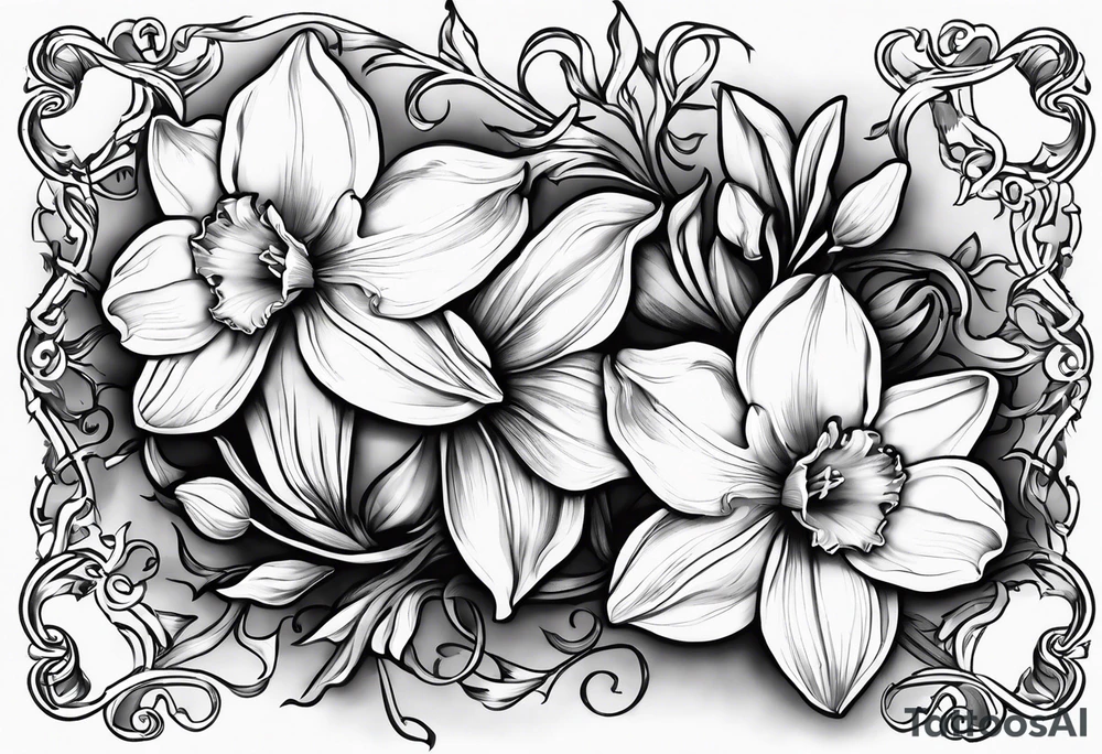 Daffodil birth flower chain tattoo idea