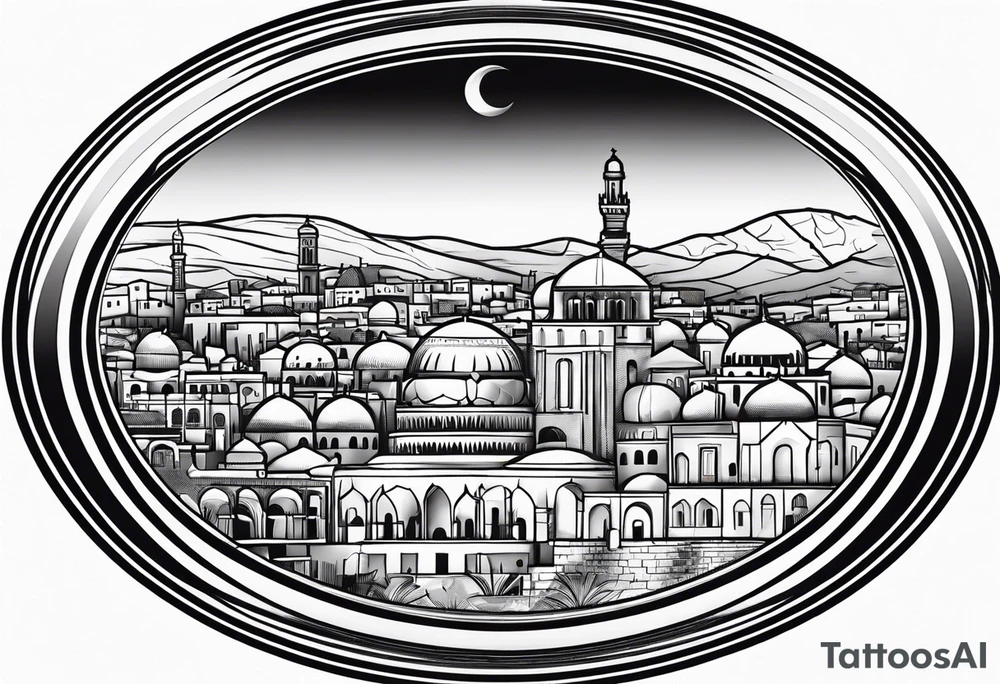israel city vector circle
 vignette tattoo idea