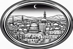 israel city vector circle
 vignette tattoo idea