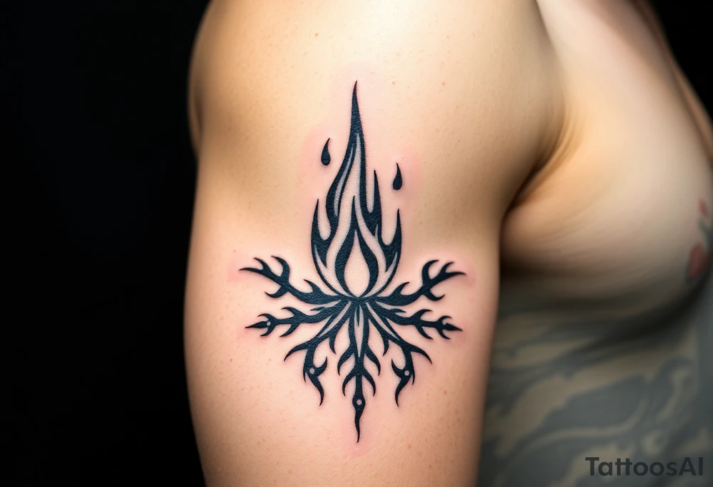 a flame imprisoned in a roots form tattoo idea