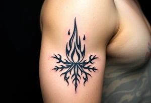 a flame imprisoned in a roots form tattoo idea