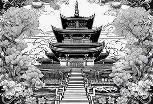 The background of the tattoo as a world map with a small buddhist shrine at the bottom for the back of a forearm tattoo idea