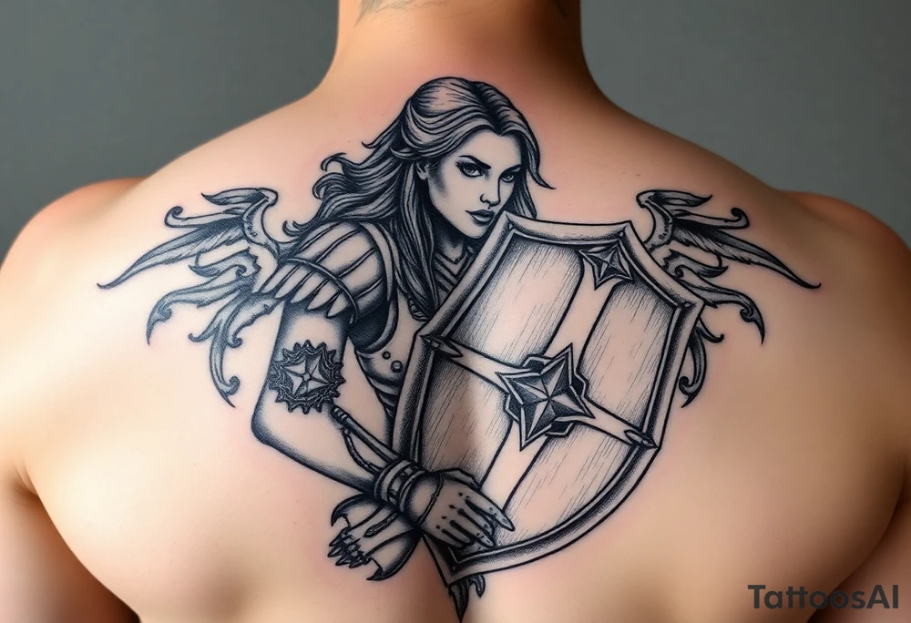 Shield maiden getting ready for battle tattoo idea