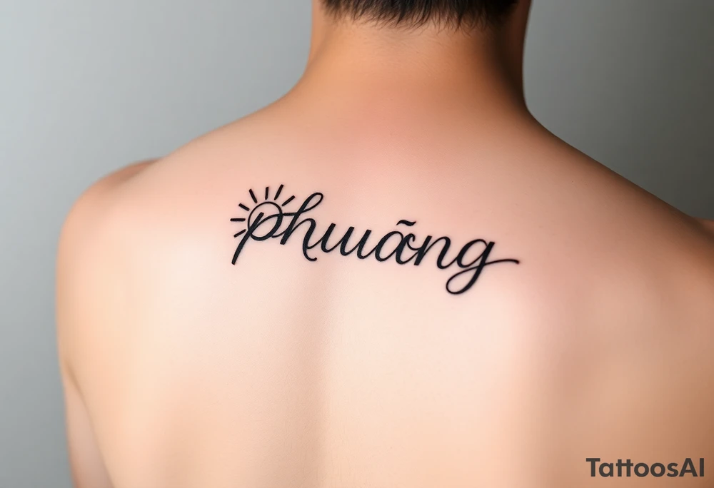 Word "phuong" written with sun tattoo idea