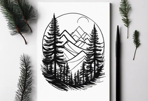 Text forming pine forest tattoo idea