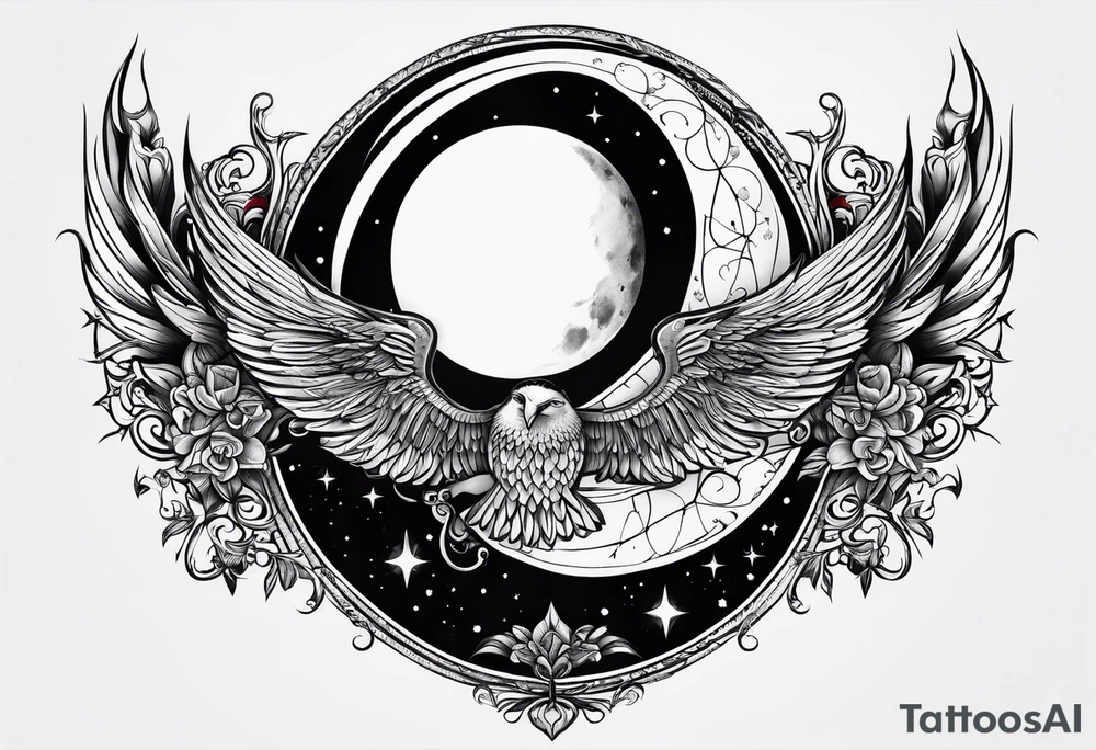 Gothic moon tattoo idea