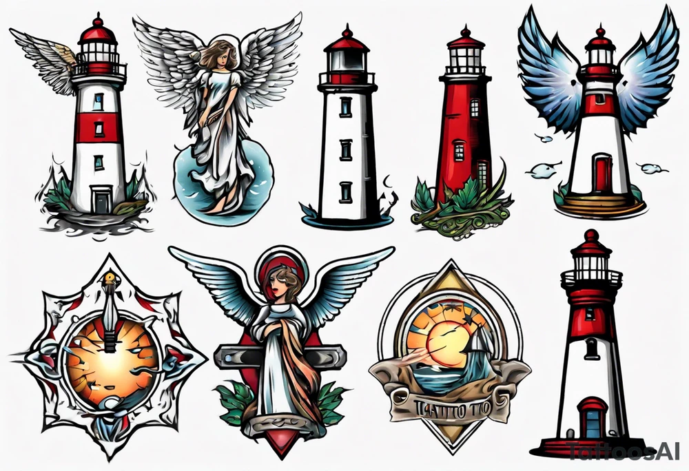 Angel tattoo lighthouse tattoo idea