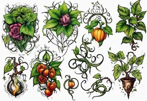 Plant powered with growing vines tattoo idea