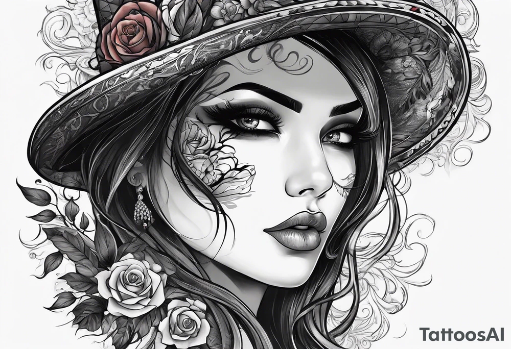 Scarefull woman is closing one of her eye with fingers tattoo idea