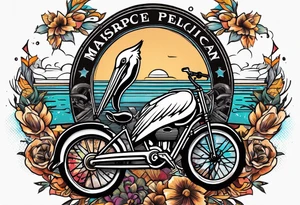 pelican riding a bicycle tattoo idea