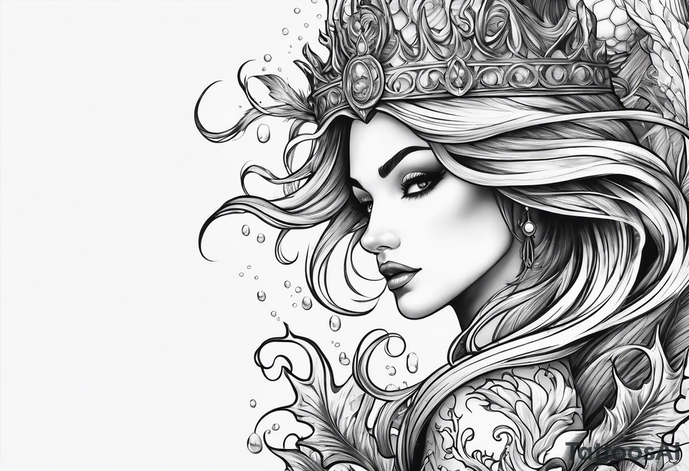 mystical mermaid
trident underwater tattoo idea