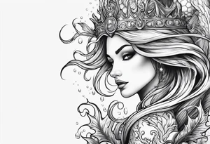 mystical mermaid
 trident underwater tattoo idea