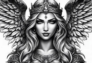 Angel with evil grin tattoo idea