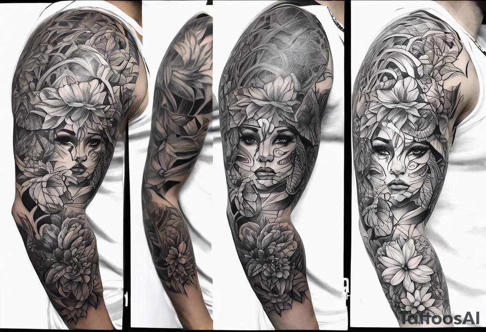 Upper arm half sleeve tattoo idea