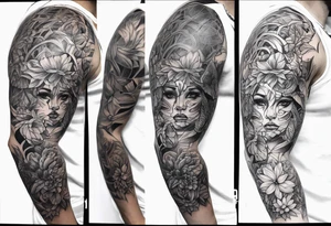 Upper arm half sleeve tattoo idea