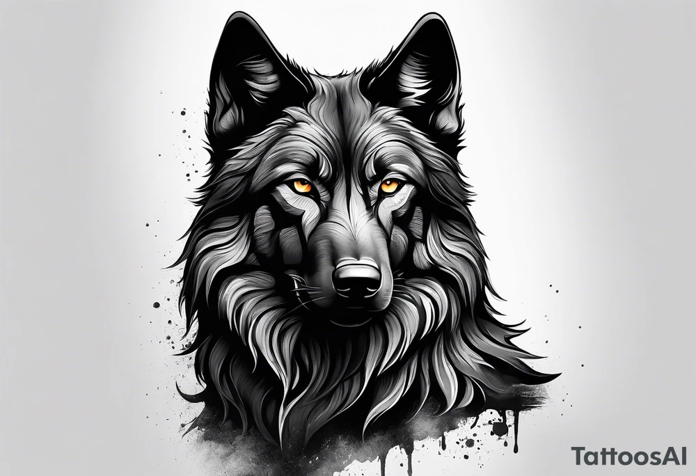 black wolf tattoo idea