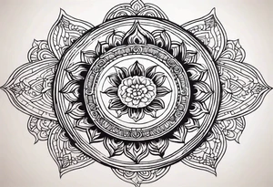 A round Mandala with a sun background tattoo idea