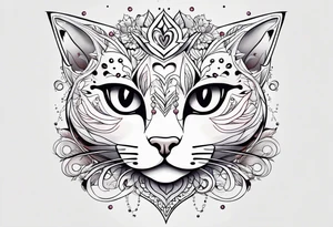 Simplistic cat with heart spots tattoo idea