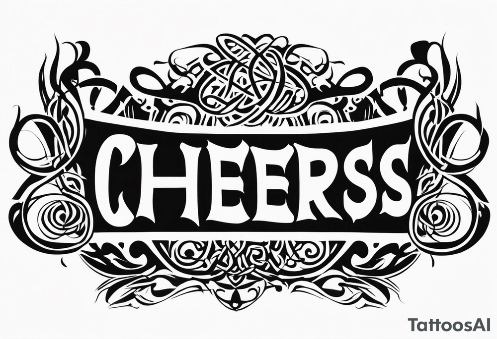 Cheers Mate text, armband +Celtic +Cancer Ribbon +tribal +artistic tattoo idea