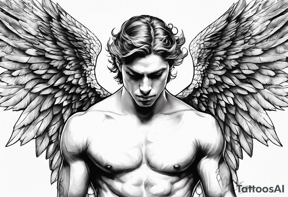 male fallen angel,the fall of gabriel evil tattoo idea