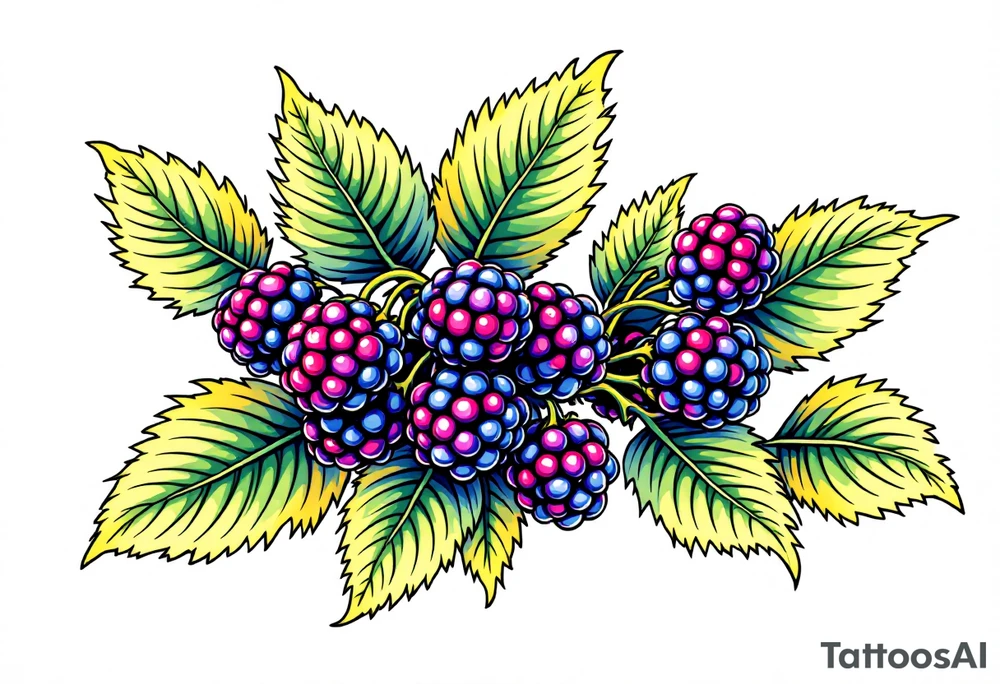 American traditional style Blackberry branch in a line to wrap around an arm tattoo idea