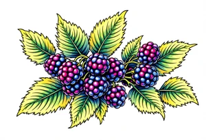 American traditional style Blackberry branch in a line to wrap around an arm tattoo idea