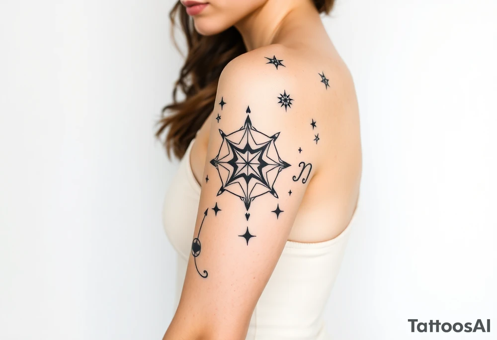 Stars constellation tattoo with libra, cancer, Taurus, 2 scorpio and capricorn tattoo idea