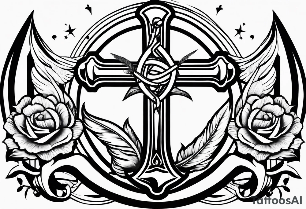 Anchor cross sparrow tattoo idea
