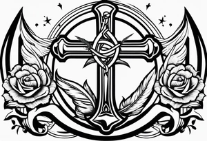Anchor cross sparrow tattoo idea