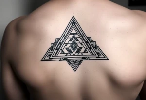 aztec triangle with intricate pattern, composed of interlocking blocks. only a triangle shape tattoo idea