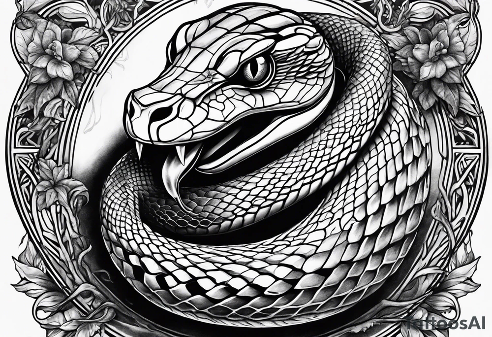 A snake with forbidden apple tattoo idea