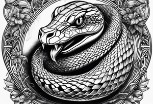 A snake with forbidden apple tattoo idea