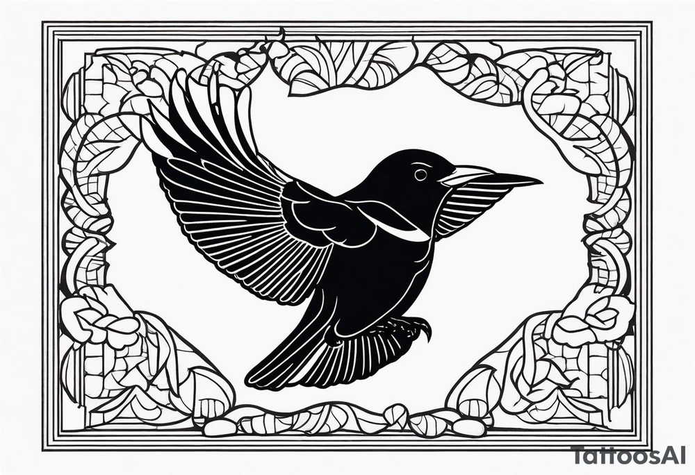 redwing blackbird flying for back tattoo idea