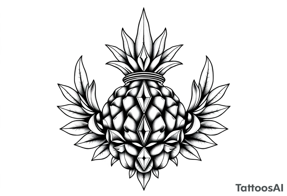 Majestic, crown pineapple ,vagina,anus ,diamonds tattoo idea