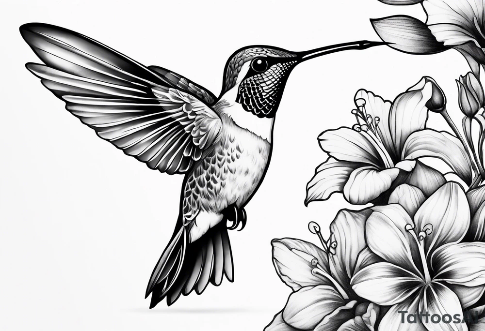Humming bird and flower tattoo idea