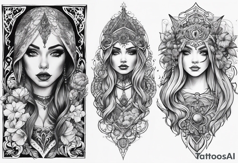 Gothic style sleeve tattoo idea