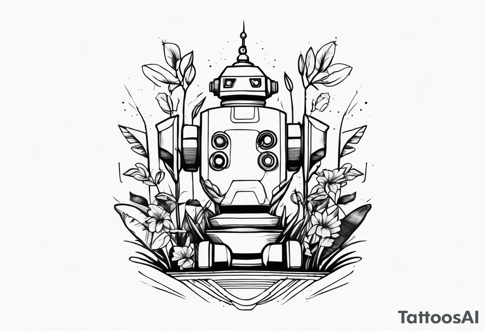 robot plant tattoo idea