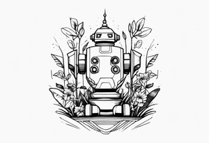 robot plant tattoo idea